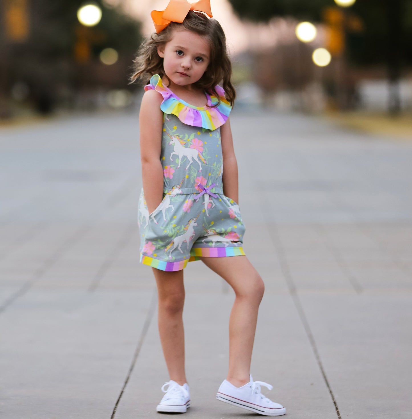 AnnLoren Girls Jumpsuit Magical Unicorn Rainbows Spring Boutique