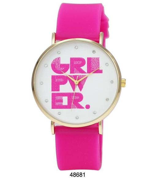 40MM Girl Power Silicon Band Watch - 4868