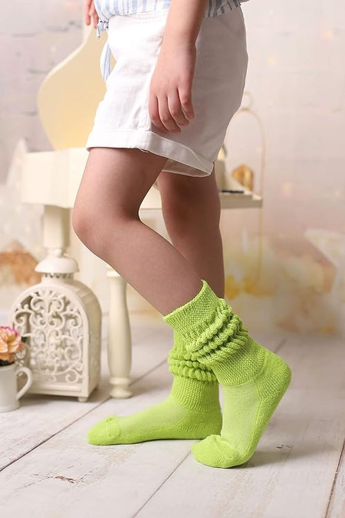 Kids Cotton Knee High Slouch Socks, 3 Pairs, Ages 3-15