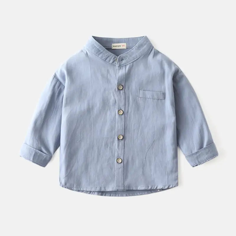 Boys Stand Collar Solid Color Shirt