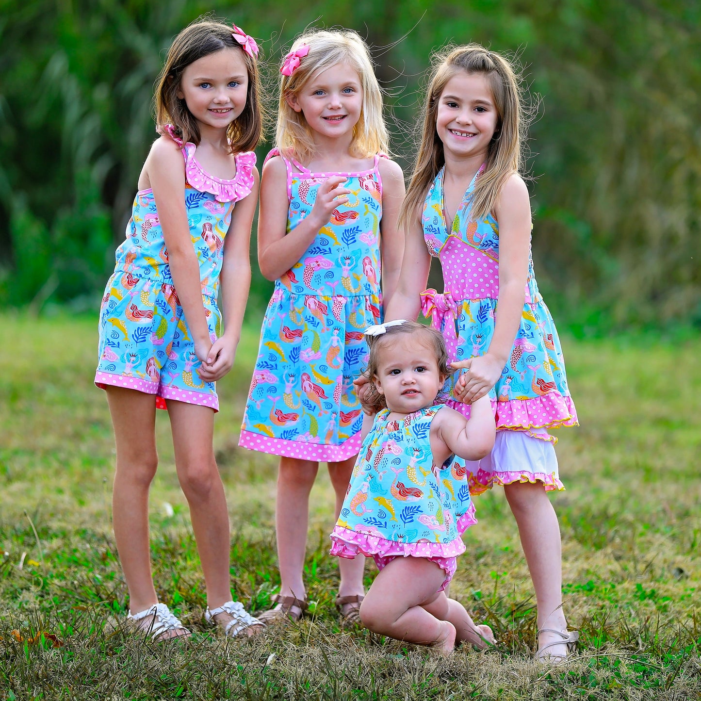 AnnLoren Girls Boutique Nautical Mermaid Jumpsuit Spring Summer