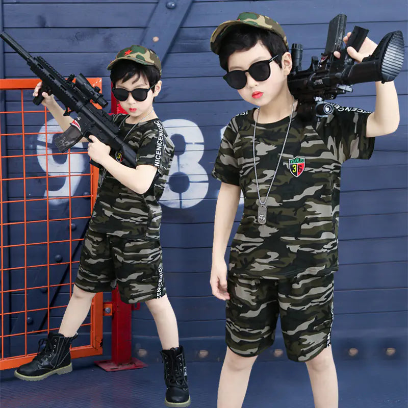 Boys' Summer Camouflage Military Training Outfit