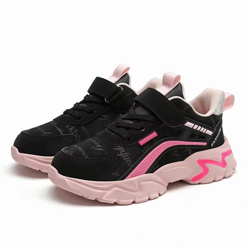 Kids Casual Pink Girls Leather Shoes Fashion For 7-15y Lightweight