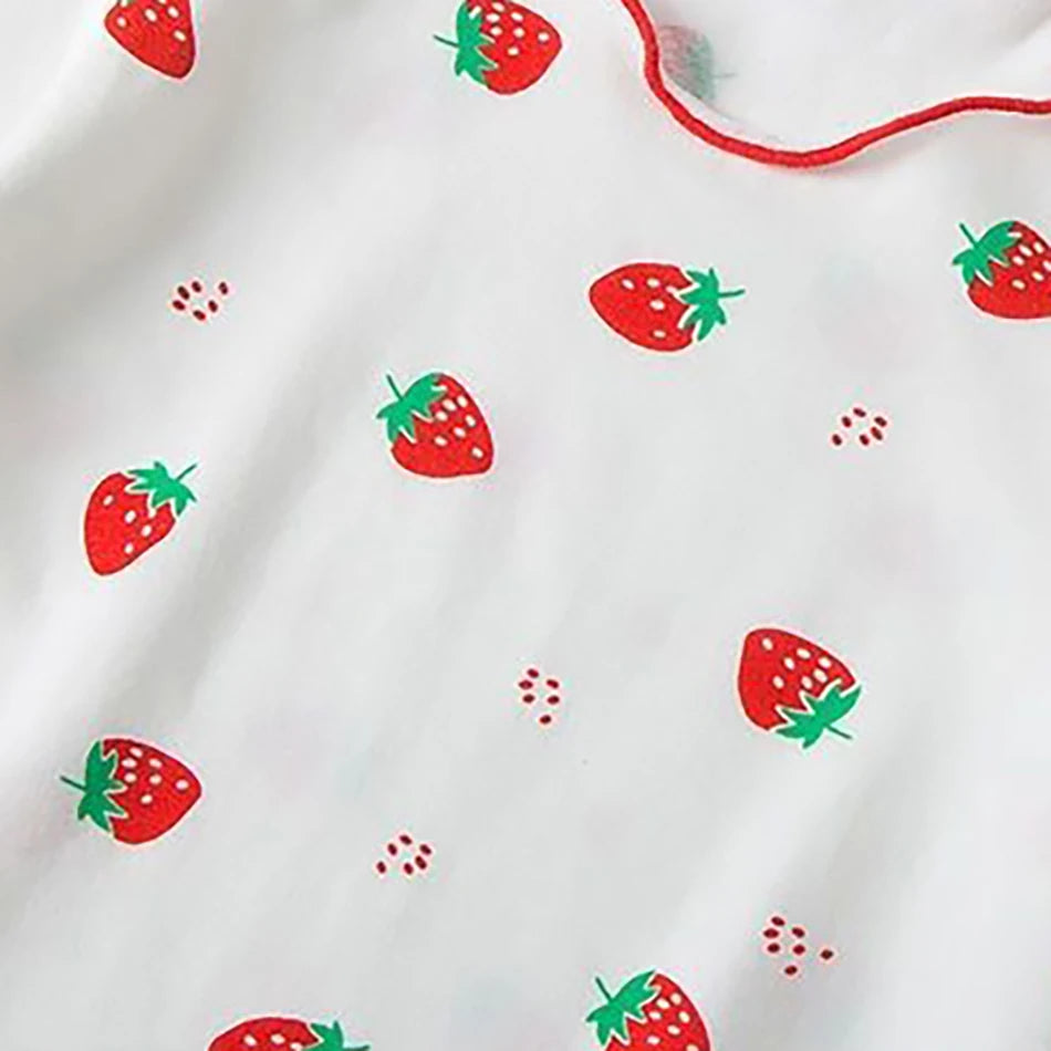 Girls Summer Pajama Sets Stylish Cartoon Pattern Printing Short Sleeve
