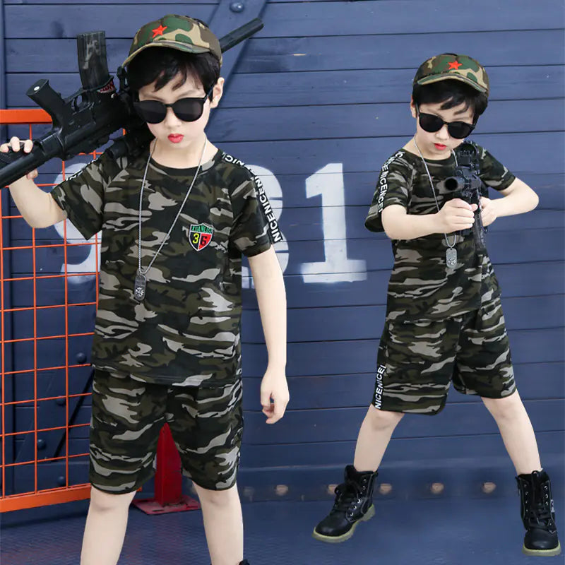 Boys' Summer Camouflage Military Training Outfit