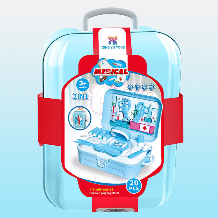 Children's Play Family Doctor Toy Backpack Storage Box