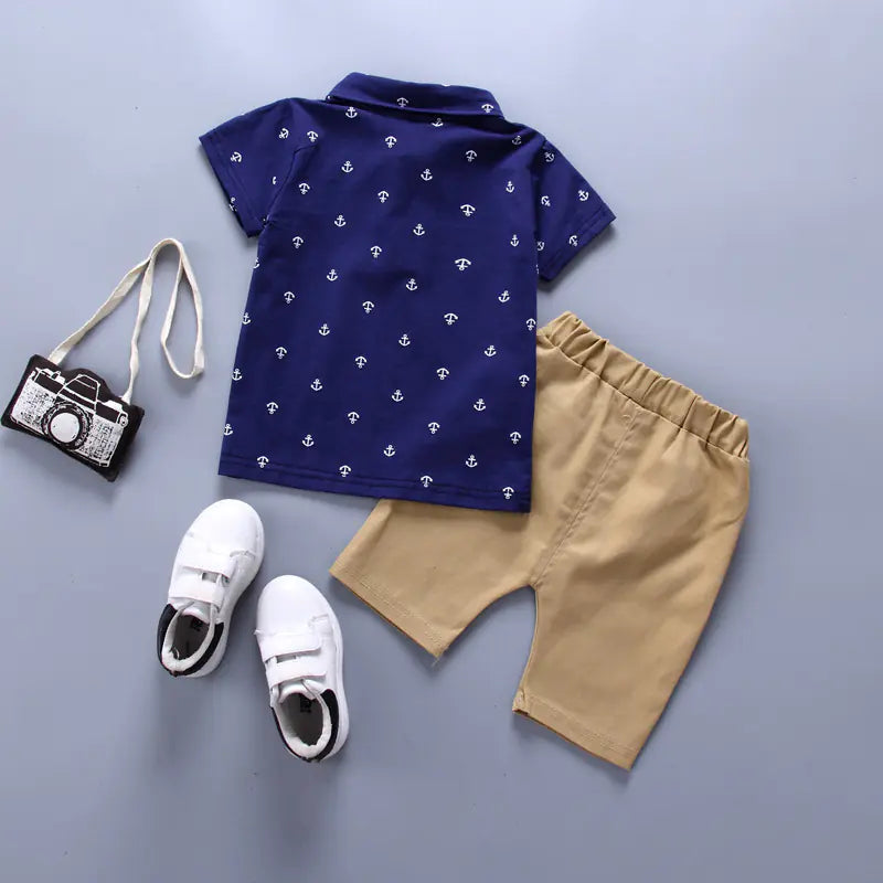Summer Cotton Clothing Set for Boys: T-shirt & Shorts