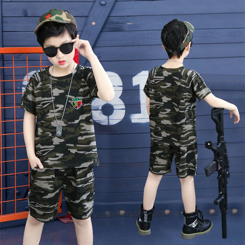 Boys' Summer Camouflage Military Training Outfit