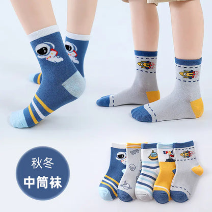 Boys' Cotton Cartoon Socks - Transformers & Ultraman
