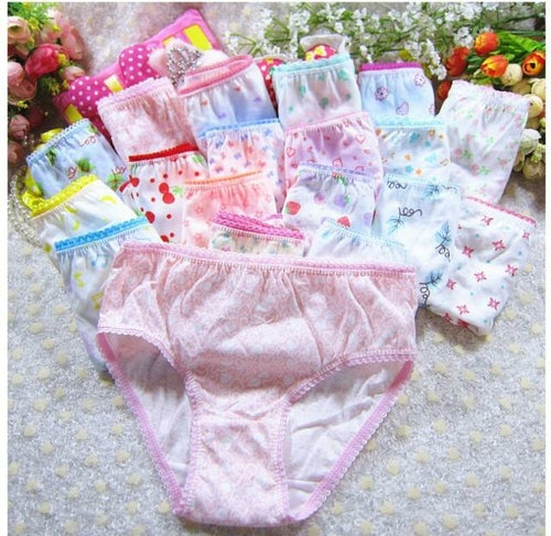 6pcs Kid Brief Underwear Girls Florals Cute Cartoon Princess Painting