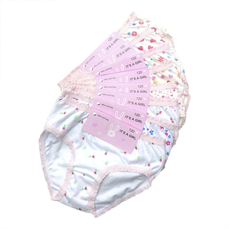 6pcs Kid Brief Underwear Girls Florals Cute Cartoon Princess Painting