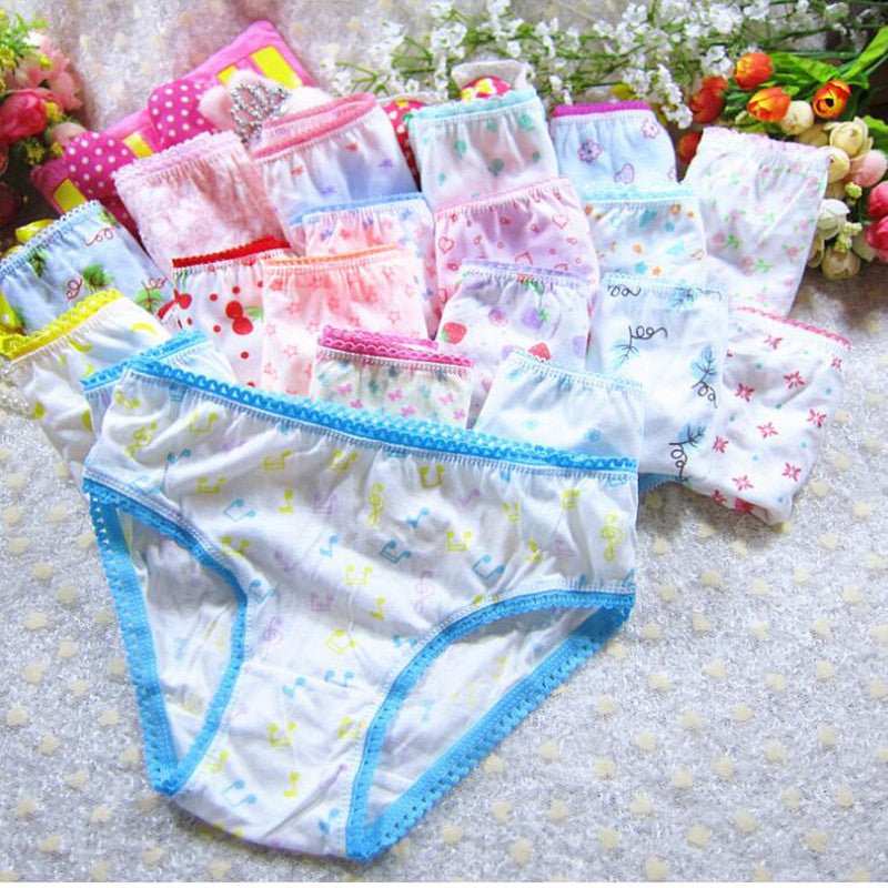 6pcs Kid Brief Underwear Girls Florals Cute Cartoon Princess Painting