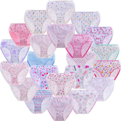 6pcs Kid Brief Underwear Girls Florals Cute Cartoon Princess Painting