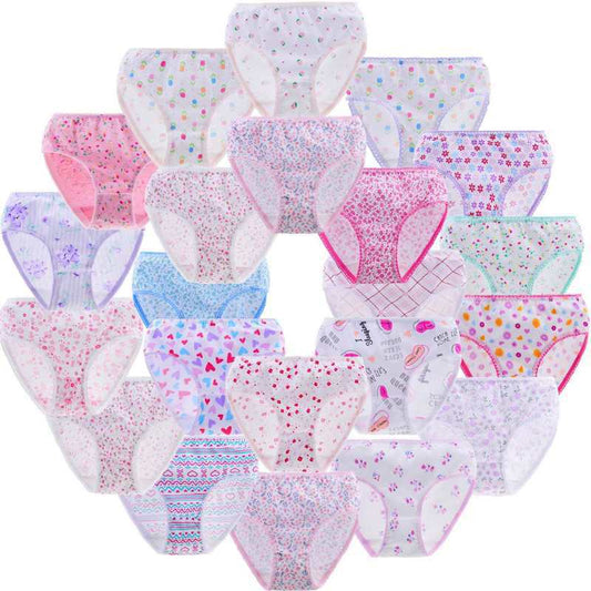 6pcs Kid Brief Underwear Girls Florals Cute Cartoon Princess Painting