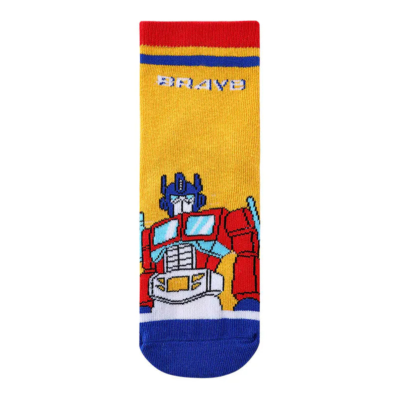 Boys' Cotton Cartoon Socks - Transformers & Ultraman