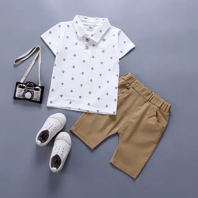 Summer Cotton Clothing Set for Boys: T-shirt & Shorts