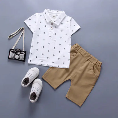Summer Cotton Clothing Set for Boys: T-shirt & Shorts