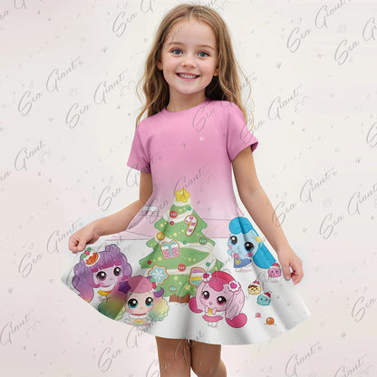 MINISO New Summer Cartoon Catch！Teenieping 3D Print Dress Fashion Kids