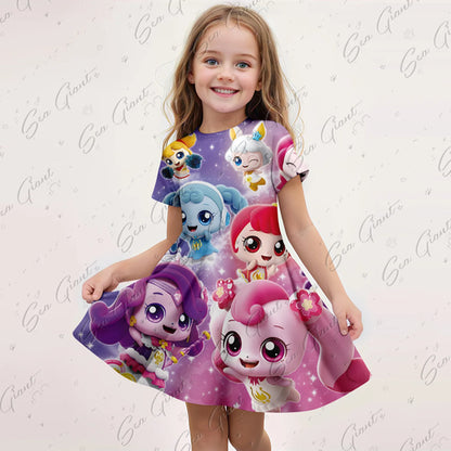 MINISO New Summer Cartoon Catch！Teenieping 3D Print Dress Fashion Kids