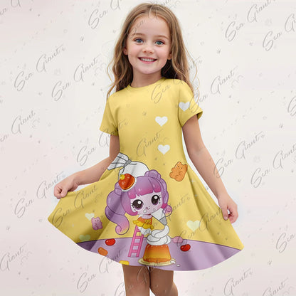 MINISO New Summer Cartoon Catch！Teenieping 3D Print Dress Fashion Kids