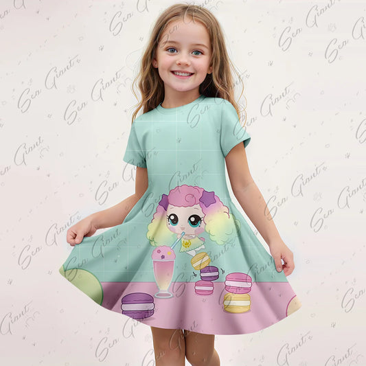 MINISO New Summer Cartoon Catch！Teenieping 3D Print Dress Fashion Kids