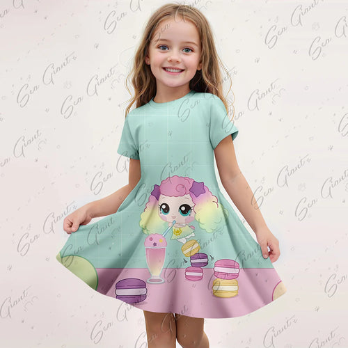 MINISO New Summer Cartoon Catch！Teenieping 3D Print Dress Fashion Kids