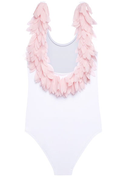 Pretty Pink Petals on White Tank Bathing Suit