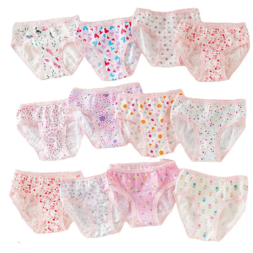 Multi-Pack 12Pcs/Lot Floral Baby Girls Briefs Cotton Toddlers Girls