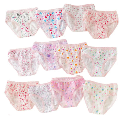 Multi-Pack 12Pcs/Lot Floral Baby Girls Briefs Cotton Toddlers Girls