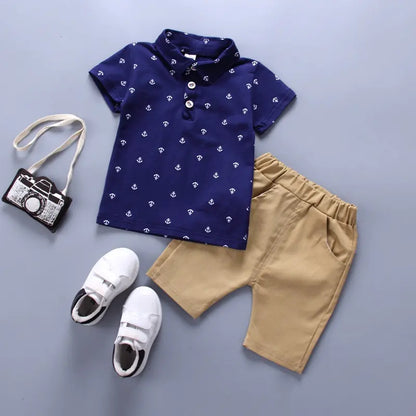 Summer Cotton Clothing Set for Boys: T-shirt & Shorts