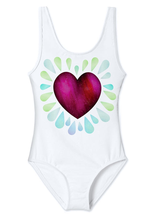 Ruby Heart Tank Swimsuit for Girls