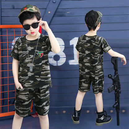 Boys' Summer Camouflage Military Training Outfit