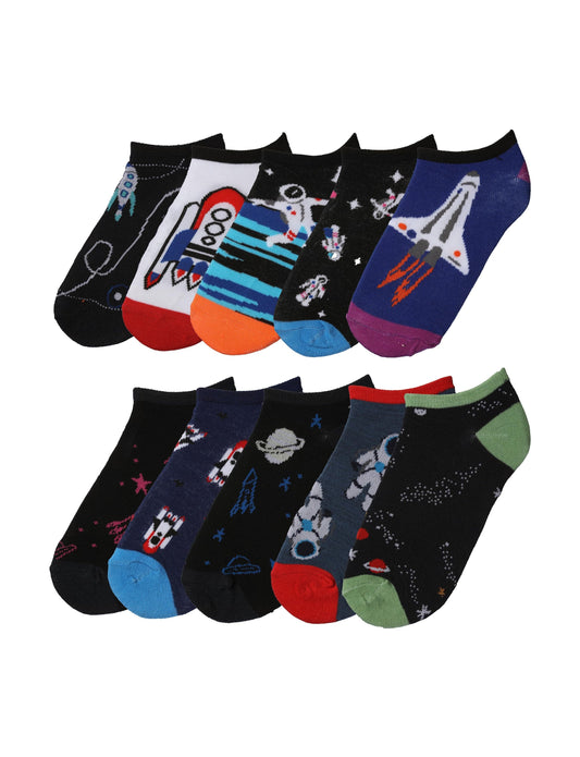 Tipi Toe Big Kids Boys 10 Pairs Classy Lightweight Novelty Astronaut