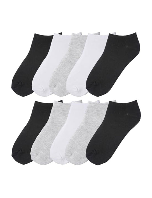 Tipi Toe Big Kids Boys 10 Pairs Classy Lightweight Novelty White Grey