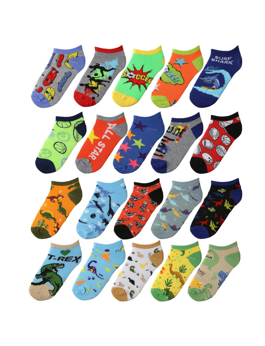 Tipi Toe Kids Boys 20 Pairs Classy Lightweight Novelty Adventute Mix