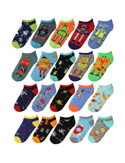 Tipi Toe Kids Boys 20 Pairs Cassy Lightweight Novelty Space Explorer