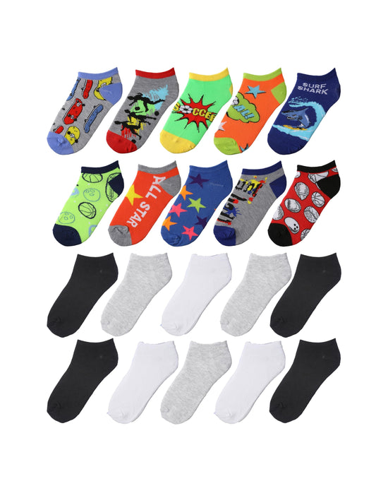Tipi Toe Kids Boys 20 Pairs Classy Lightweight Novelty White Grey