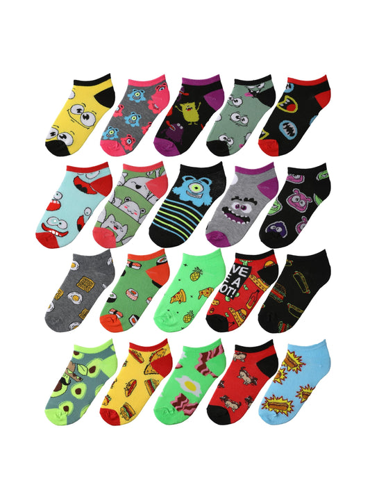 Tipi Toe Kids Boys 20 Pairs Classy Lightweight Novelty Fun Foodie &