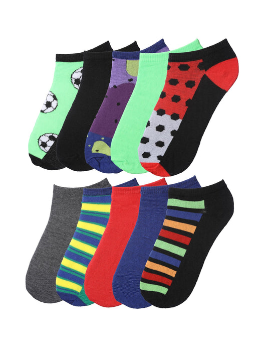 Tipi Toe Big Kids Boys 10 Pairs Classy Lightweight Novelty Stripes Dot