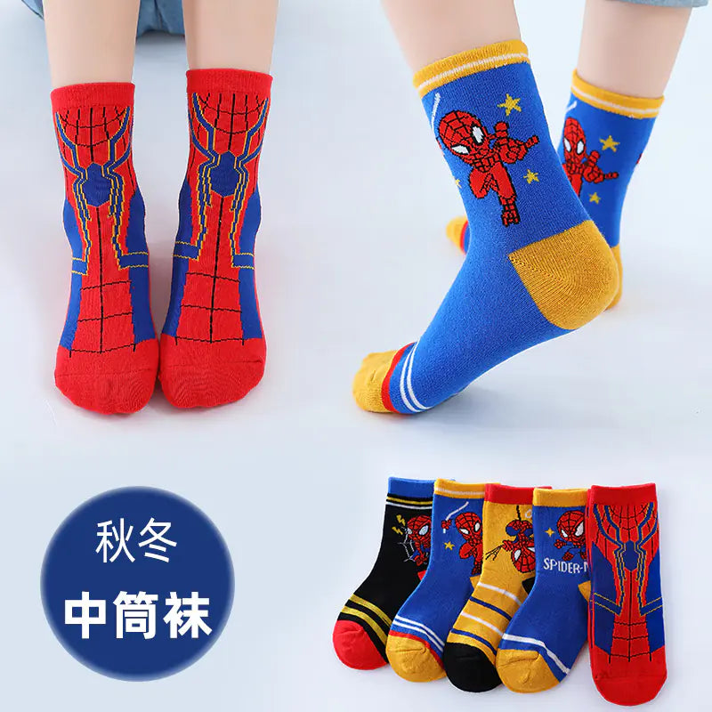 Boys' Cotton Cartoon Socks - Transformers & Ultraman