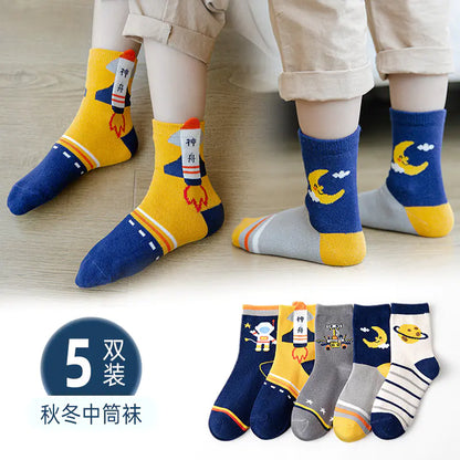 Boys' Cotton Cartoon Socks - Transformers & Ultraman